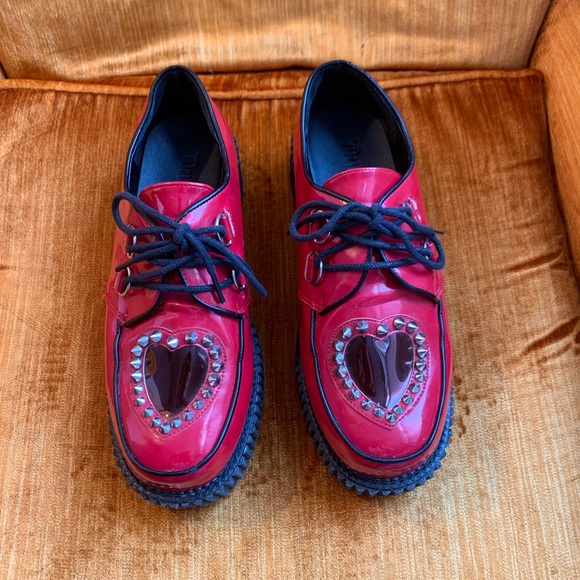 Demonia Red Heart Cut Out Platform Creeper! - Picture 1 of 6